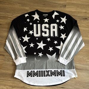 Black and White USA Star Long Sleeve Shirt